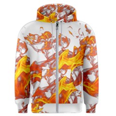 Can Walk on volcano Fire, white background Men s Zipper Hoodie