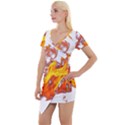 Can Walk on volcano Fire, white background Short Sleeve Asymmetric Mini Dress View1