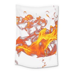 Can Walk On Volcano Fire, White Background Small Tapestry