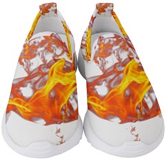 Can Walk On Volcano Fire, White Background Kids  Slip On Sneakers by picsaspassion