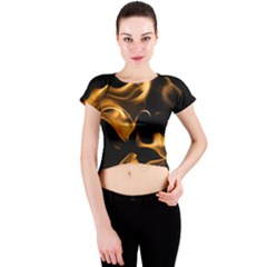 Can Walk On Volcano Fire, Black Background Crew Neck Crop Top by picsaspassion