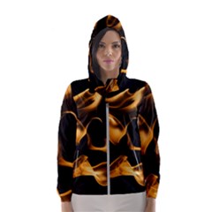 Can Walk On Volcano Fire, Black Background Women s Hooded Windbreaker