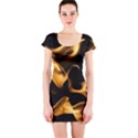 Can Walk on volcano Fire, black background Short Sleeve Bodycon Dress View1