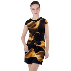 Can Walk On Volcano Fire, Black Background Drawstring Hooded Dress by picsaspassion