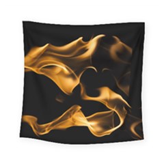 Can Walk On Volcano Fire, Black Background Square Tapestry (small)