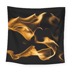 Can Walk On Volcano Fire, Black Background Square Tapestry (large)