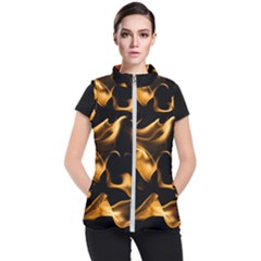 Can Walk On Volcano Fire, Black Background Women s Puffer Vest