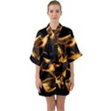 Can Walk on volcano Fire, black background Half Sleeve Satin Kimono  View1