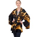 Can Walk on volcano Fire, black background Long Sleeve Velvet Kimono  View1