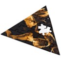 Can Walk on volcano Fire, black background Wooden Puzzle Triangle View2