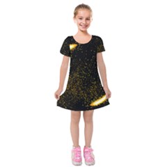 Cosmos Comet Dance, Digital Art Impression Kids  Short Sleeve Velvet Dress