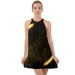 Cosmos Comet Dance, Digital Art Impression Halter Tie Back Chiffon Dress by picsaspassion