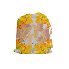 Autumn Maple Leaves, Floral Art Drawstring Pouch (large) by picsaspassion