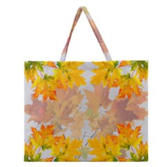 Autumn Maple Leaves, Floral Art Zipper Large Tote Bag by picsaspassion