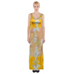 Autumn Maple Leaves, Floral Art Thigh Split Maxi Dress by picsaspassion