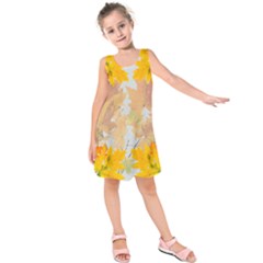 Autumn Maple Leaves, Floral Art Kids  Sleeveless Dress by picsaspassion