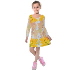 Autumn Maple Leaves, Floral Art Kids  Long Sleeve Velvet Dress by picsaspassion