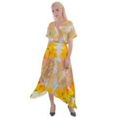 Autumn Maple Leaves, Floral Art Cross Front Sharkbite Hem Maxi Dress by picsaspassion