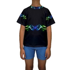 Colorful Neon Art Light Rays, Rainbow Colors Kids  Short Sleeve Swimwear by picsaspassion