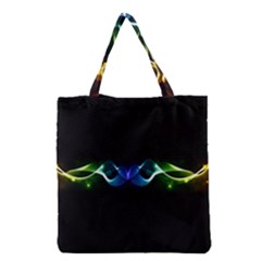 Colorful Neon Art Light Rays, Rainbow Colors Grocery Tote Bag by picsaspassion