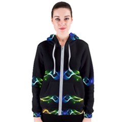 Colorful Neon Art Light Rays, Rainbow Colors Women s Zipper Hoodie