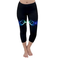 Colorful Neon Art Light Rays, Rainbow Colors Capri Winter Leggings 