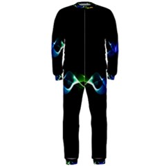 Colorful Neon Art Light Rays, Rainbow Colors Onepiece Jumpsuit (men) 