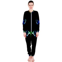 Colorful Neon Art Light Rays, Rainbow Colors Onepiece Jumpsuit (ladies) 