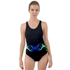 Colorful Neon Art Light Rays, Rainbow Colors Cut-out Back One Piece Swimsuit by picsaspassion