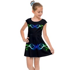 Colorful Neon Art Light Rays, Rainbow Colors Kids  Cap Sleeve Dress by picsaspassion