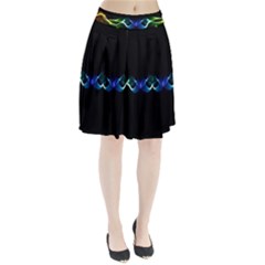 Colorful Neon Art Light Rays, Rainbow Colors Pleated Skirt by picsaspassion