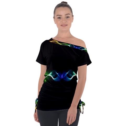 Colorful Neon Art Light Rays, Rainbow Colors Tie-up Tee by picsaspassion