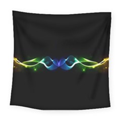 Colorful Neon Art Light Rays, Rainbow Colors Square Tapestry (large)