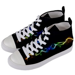 Colorful Neon Art Light Rays, Rainbow Colors Women s Mid-top Canvas Sneakers by picsaspassion