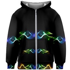 Colorful Neon Art Light Rays, Rainbow Colors Kids  Zipper Hoodie Without Drawstring