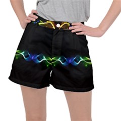 Colorful Neon Art Light Rays, Rainbow Colors Ripstop Shorts by picsaspassion