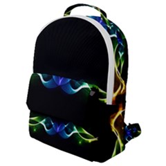 Colorful Neon Art Light Rays, Rainbow Colors Flap Pocket Backpack (small) by picsaspassion