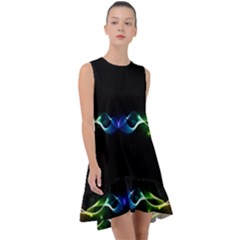 Colorful Neon Art Light Rays, Rainbow Colors Frill Swing Dress by picsaspassion