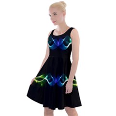 Colorful Neon Art Light Rays, Rainbow Colors Knee Length Skater Dress by picsaspassion