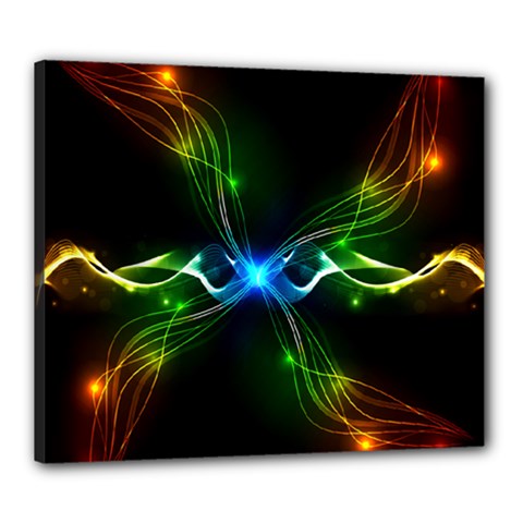 Colorful Neon Art Light Rays, Rainbow Colors Canvas 24  X 20  (stretched) by picsaspassion