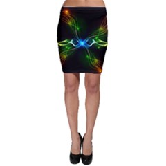 Colorful Neon Art Light Rays, Rainbow Colors Bodycon Skirt by picsaspassion