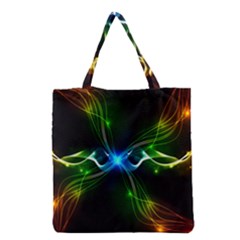 Colorful Neon Art Light Rays, Rainbow Colors Grocery Tote Bag by picsaspassion