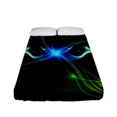 Colorful Neon Art Light Rays, Rainbow Colors Fitted Sheet (full/ Double Size) by picsaspassion