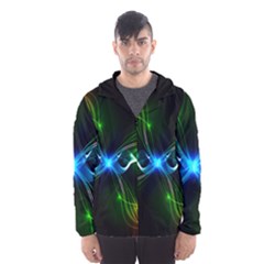 Colorful Neon Art Light Rays, Rainbow Colors Men s Hooded Windbreaker