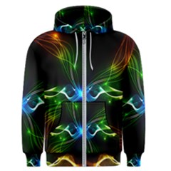 Colorful Neon Art Light Rays, Rainbow Colors Men s Zipper Hoodie by picsaspassion