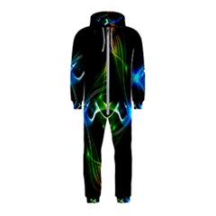 Colorful Neon Art Light Rays, Rainbow Colors Hooded Jumpsuit (kids)