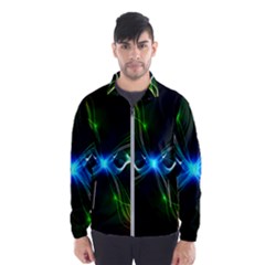 Colorful Neon Art Light Rays, Rainbow Colors Men s Windbreaker