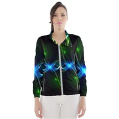 Colorful Neon Art Light Rays, Rainbow Colors Women s Windbreaker