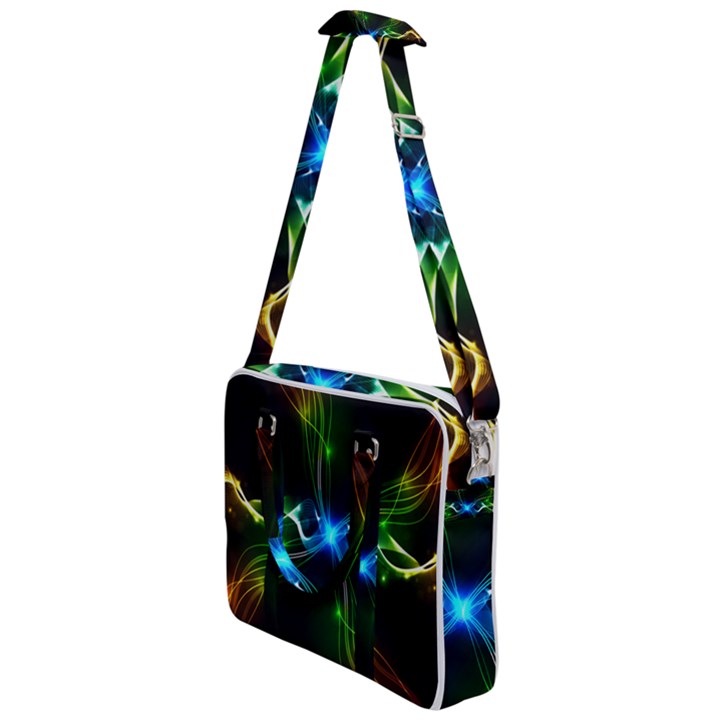 Colorful Neon Art Light rays, rainbow colors Cross Body Office Bag