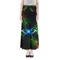 Colorful Neon Art Light Rays, Rainbow Colors Full Length Maxi Skirt by picsaspassion